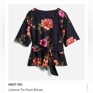 West Kei Julianne Tie Front Blouse size xs NWT